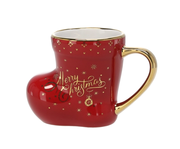 Porseleinen kerstbeker in de vorm van een laarsje 230 ml