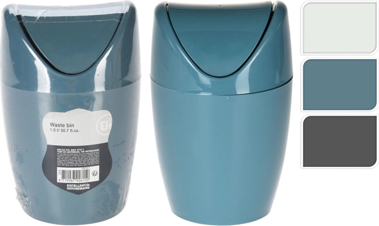 Tafelprullenbak met kanteldeksel 1,5 l, kunststof, rond