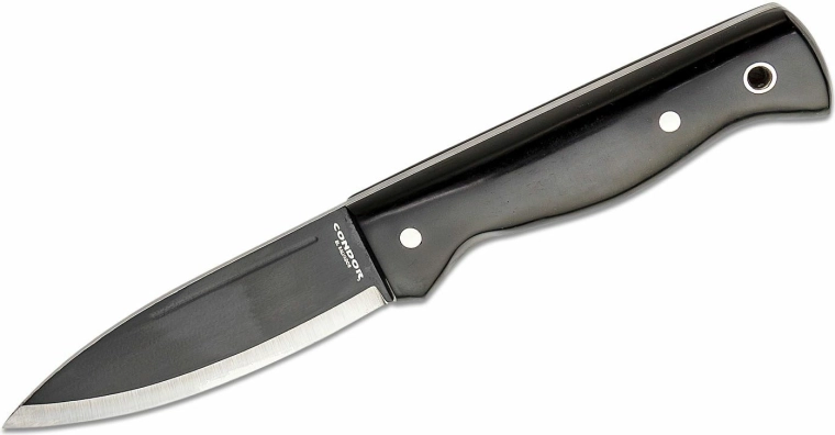 Tactisch outdoormes Condor Darklore 11 cm met zwarte micarta en Kydex-foedraal