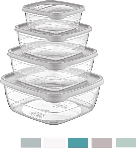 Voedselbakjes Trend vierkant, set van 4 stuks, kleurenmix