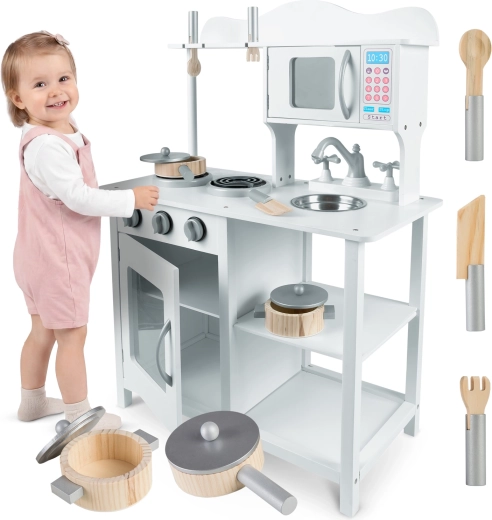 Houten kinderkeuken 60 × 30 × 85 cm wit RICOKIDS