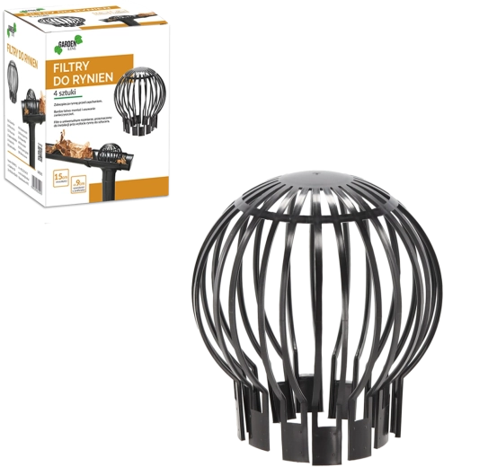Set van 4 filters voor dakgoten, hoogte 15 cm, zwart