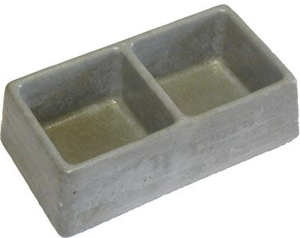 Dubbele betonnen voer- en waterbak voor knaagdieren 245 × 135 × 75 mm