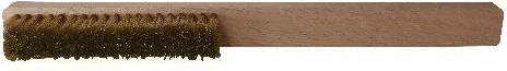 Draadborstel met messing/stalen draad, houten handvat