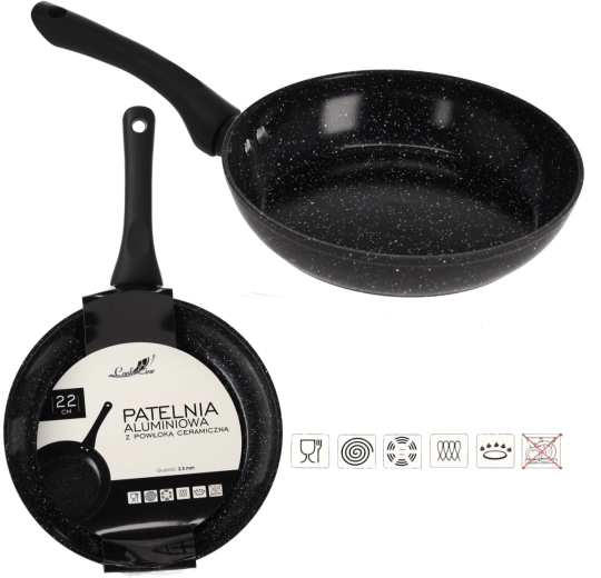 Aluminium koekenpan 22 cm met keramische coating voor inductie
