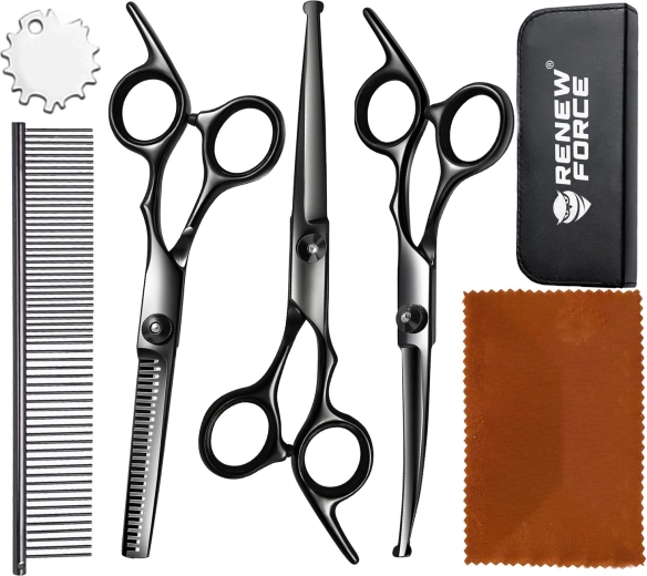 RENEW FORCE professionele groomingset met dierenscharen met kam en etui