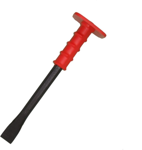 Platte steenhouwersbeitel met PVC-beschermer 250 mm