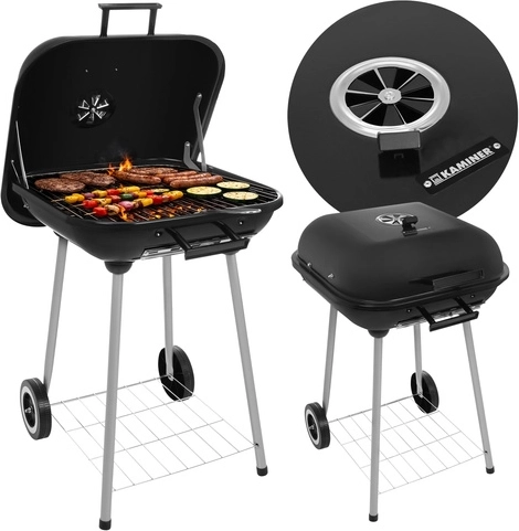 Tuinbarbecue op houtskool met deksel KAMINER 77 × 53 × 46 cm