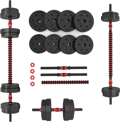 HMS verstelbare halterset 15 kg – dumbbells en halterstang