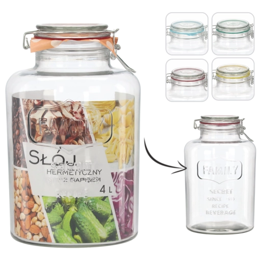 Glazen hermetische pot 4 l met opschrift FAMILY
