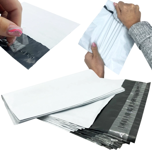 Witte koeriersenveloppen van kunststof 450 × 550 mm, zelfklevend, 50 stuks