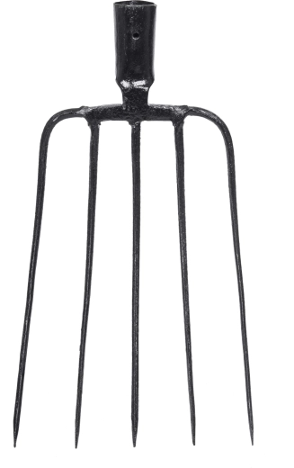 Gesmede vork met 5 tanden zonder steel