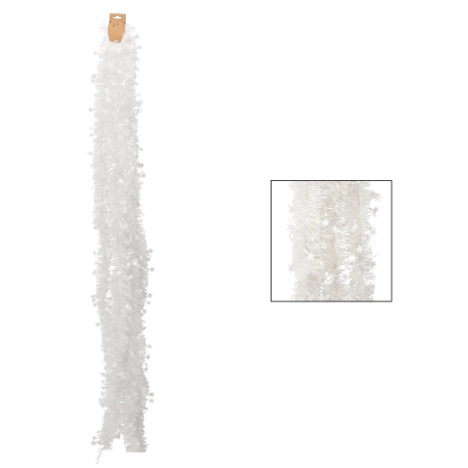Witte kerstguirlande 6 m, diameter 10 cm