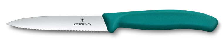 Keukenmes voor fruit en groenten VICTORINOX Swiss Classic, 10 cm, gekarteld, puntig, groen