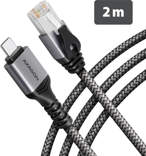 AXAGON USB-C gigabit-ethernetadapter met geïntegreerde CAT6 RJ-45-kabel van 2 m