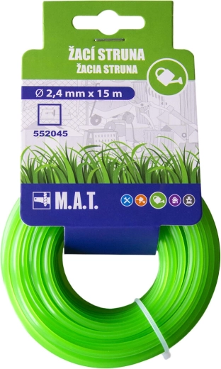 Nylon maaidraad 2,4 mm vierkant, 15 m, groen