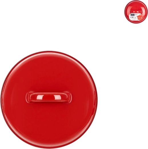 Geëmailleerde deksel met rand diameter 13 cm rood - 1 stuk