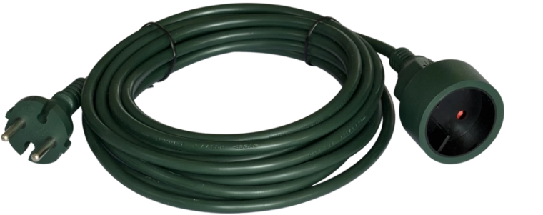Binnenverlengkabel 10 m, 1 stopcontact, groen