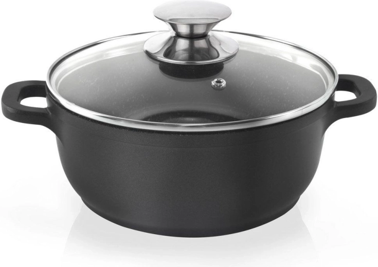 Granieten pan met glazen deksel GRANDE 24 cm, 4 l