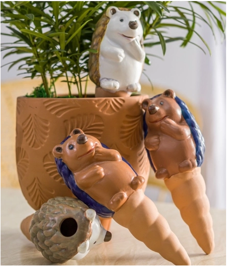 Keramische zelfbewaterende egel voor bloempot 7,8 × 16,5 cm, mix kleuren