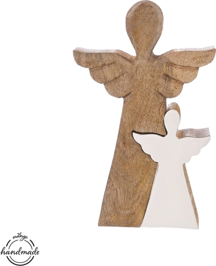 Decoratieve houten engel Mango, 30,5 cm
