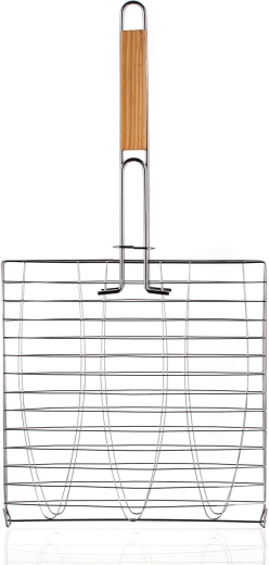 Grillmand voor vis met houten handvat 54 × 27 × 27 cm