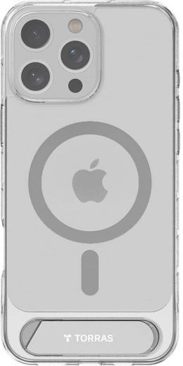 Torras Pstand hoesje voor iPhone 16 Pro – transparant magnetisch hoesje met standaard