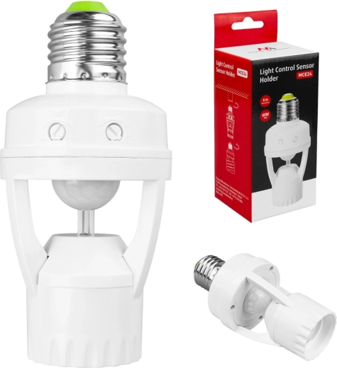 E27 fitting voor lamp met PIR bewegings- en schemersensor 360° MACLEAN