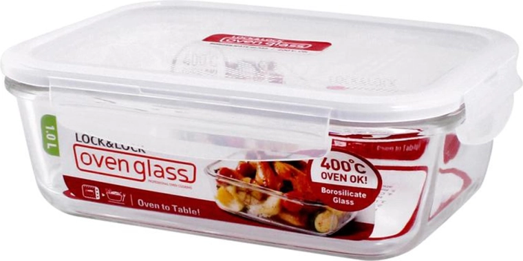Glazen ovenschaal met deksel Lock 1 l van borosilicaatglas
