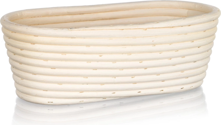 Ovale rijsmand 26 × 13 × 9 cm van natuurlijk rotan met aren-decor