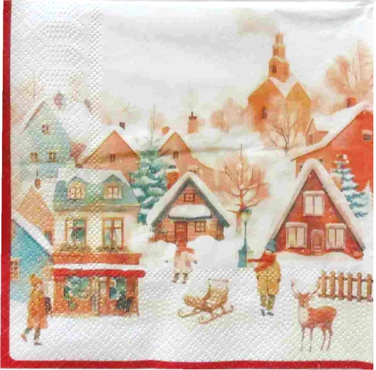 Kerstservetten Sneeuwlandschap 33 × 33 cm