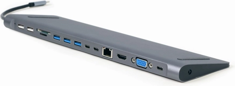 Multi‑poort USB‑C adapter 9‑in‑1 met HDMI, VGA, LAN, kaartlezer en Power Delivery