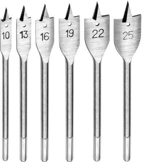 Set platte houtboren DREL 10–25 mm, 6-delig