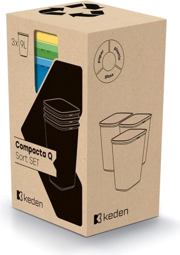 Compacta Q Sort set voor afvalscheiding 3×9 l