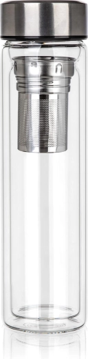 Dubbelwandige glazen fles voor thee en infusies 500 ml met zeef DOBLO