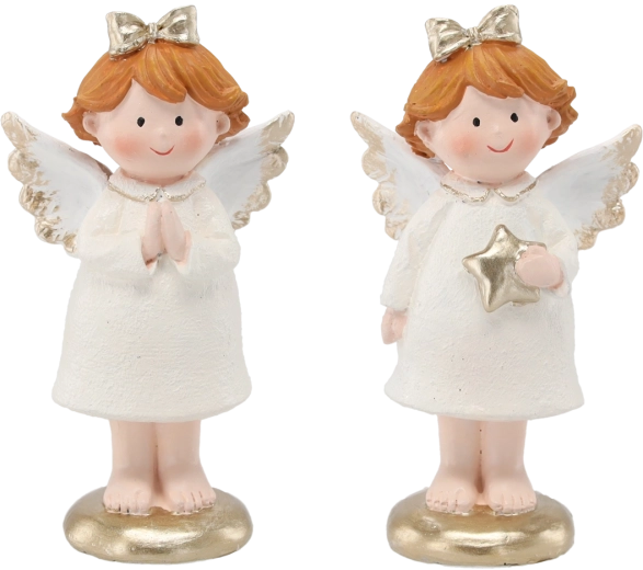 Kerstfiguur – witte engel, 14 cm