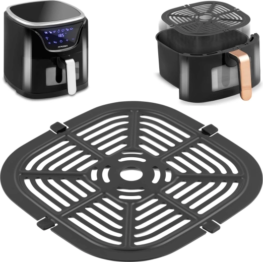 Rooster voor heteluchtfriteuse Berdsen BD-652, 21 × 21 cm, roestvrij staal met antiaanbaklaag PTFE