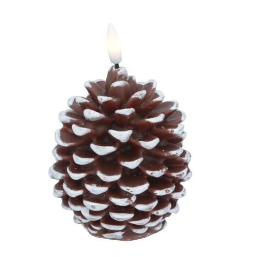 LED-kaars in de vorm van een dennenappel van echte was, warm wit - 1 stuk