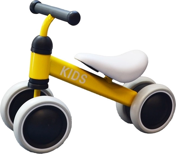 Loopfiets KIDS – metaal, 4 wielen, geel
