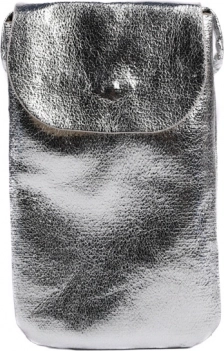 Metallic telefoontasje met schouderriem en achtervak