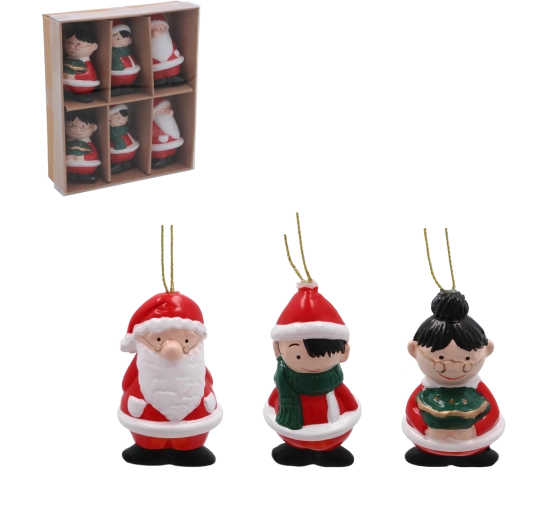 Set onbreekbare kerstballen 7 cm – mix van motieven, 6 stuks