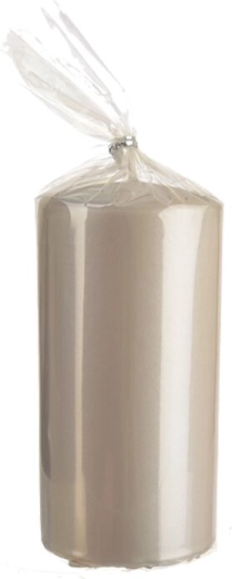 Matgrijze stompkaars 7 × 14 cm