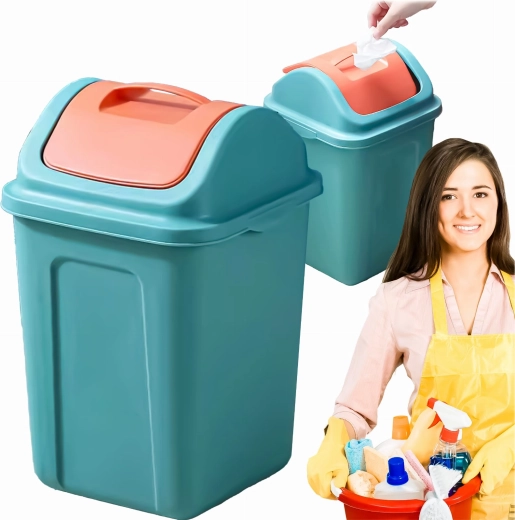 Plastic kiepdeksel prullenbak voor gescheiden afval 10 l – turkoois