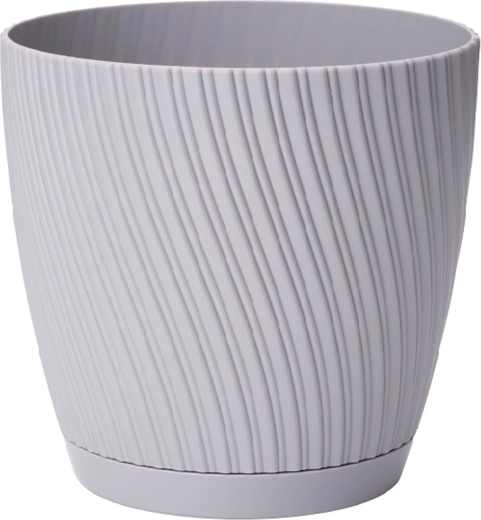 Bloempot Mika Eco Recycled met onderschotel, diameter 19 cm, platina