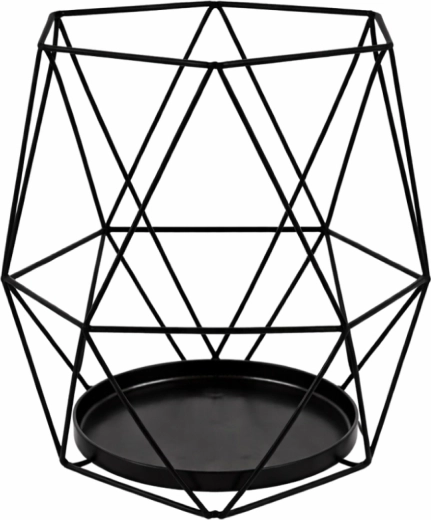 Metalen geometrische kaarslantaarn, zwart, 15 × 15 × 18 cm