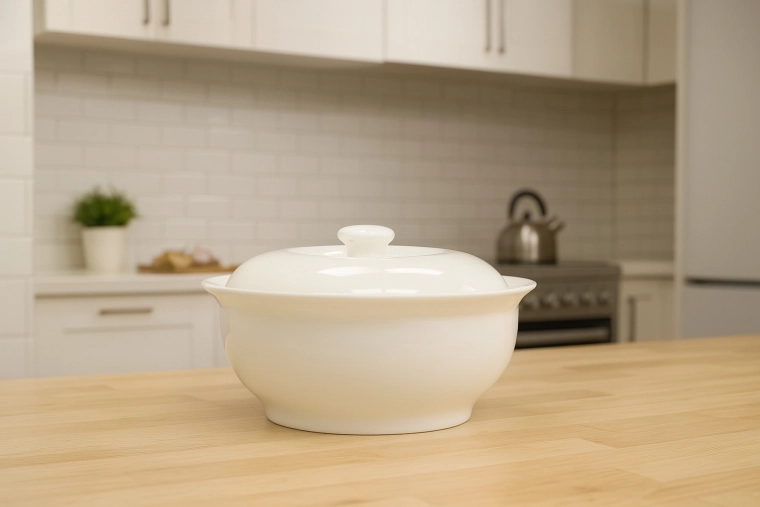 Porseleinen schaal met deksel 1,5 l