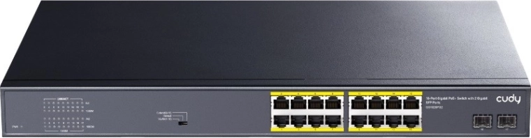 gigabit poe+ switch 16× rj45, 2× sfp, 200 w