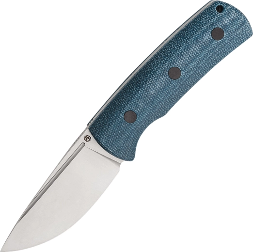 Petrified Fish Beluga outdoor mes 9,2 cm, satin, blauwe Micarta, Kydex schede