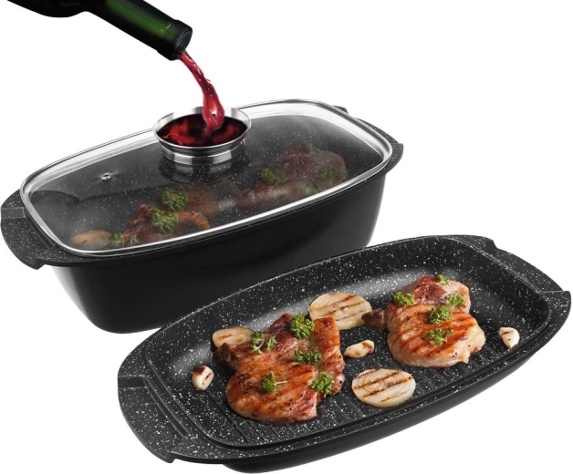 Granit bakblik 3-in-1 met deksel GRANDE 5 l, 39 × 22 cm