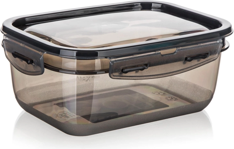 Doos CADENZA rechthoekig 1 l met kliksluiting, rooktransparant plastic